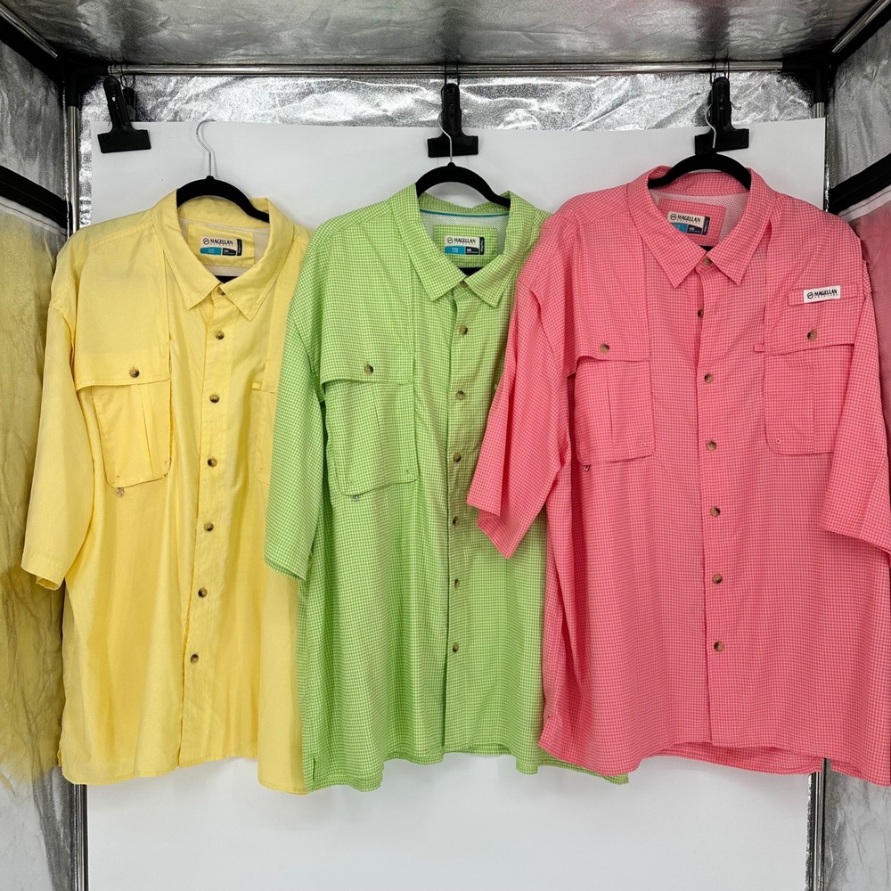 Magellan Outdoors Vented Fish Gear Mag Wick 3 Gingham Button Up Shirt Men's 4XL
